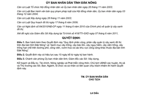 Quyết định 22/2011/QĐ-UBND phân công, phân cấp quản lý cây xanh đô thị