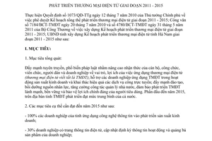 Kế hoạch 860/KH-UBND phát triển thương mại điện tử Hà Nam 2011