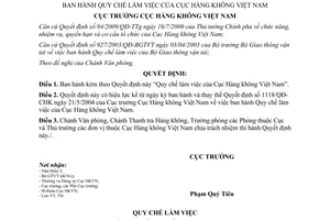 Quyết định 2721/QĐ-CHK Quy chế làm việc Cục Hàng không Việt Nam