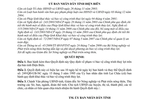 Quyết định 19/2011/QĐ-UBND  phạm vi bảo vệ công trình thuỷ lợi