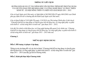 Thông tư liên tịch 101/2011/TTLT/BTC-BKHCN hướng dẫn quản lý tài chính