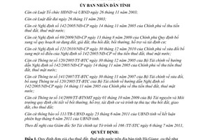 Quyết định 1402/2011/QĐ-UBND đơn giá cho thuê đất mặt nước Hà Giang