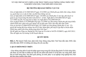 Quyết định 1509/QĐ-BGTVT phê duyệt chiến lược phát triển giao thông nôn