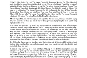 Thông báo 164/TB-VPCP tái cơ cấu Công ty cổ phần sắt Thạch Khê