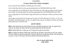 Quyết định 18/2011/QĐ-UBND phối hợp các cấp xây dựng ban hành văn bản quy phạm Nam Định