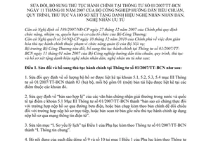 Thông tư 26/2011/TT-BCT sửa đổi thủ tục hành chính tại Thông tư 01/2007/TT-BCN