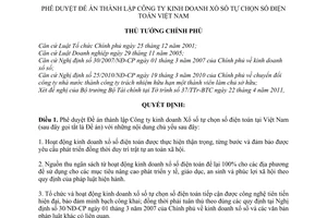 Quyết định 1109/QĐ-TTg  phê duyệt Đề án thành lập Công ty kinh doanh Xổ số