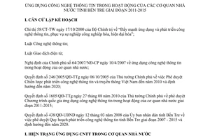 Kế hoạch 2904/KH-UBND 2011 ứng dụng công nghệ thông tin cơ quan nhà nước Bến Tre 2011 2015