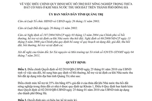 Quyết định 1341/QĐ-UBND 2011 điều chỉnh hỗ trợ đất nông nghiệp khi nhà nước thu hồi Quảng Trị