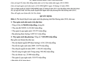Quyết định 15/2011/QĐ-UBND Quyết toán Ngân sách địa phương Hải Dương 2010