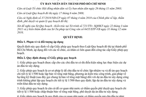 Quyết định 48/2011/QĐ-UBND cấp giấy phép quy hoạch tại thành phố Hồ Chí Minh