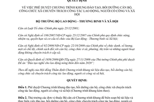 Quyết định 838/QĐ-BLĐTBXH phê duyệt Chương trình khung đào tạo, bồi dưỡng