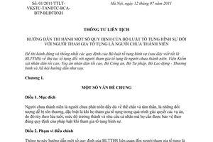 Thông tư liên tịch 01/2011/TTLT-VKSTC-TANDTC-BCA-BTP-BLĐTBXH hướng dẫn quy định