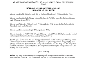 Nghị quyết 12/2011/NQ-HĐND mức đóng góp Quỹ quốc phòng an ninh Hậu Giang