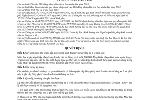 Quyết định 17/2011/QĐ-UBND lệ phí cấp giấy phép kinh doanh vận tải bằng xe ô tô