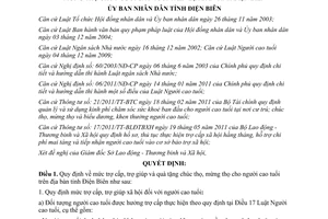 Quyết định 20/2011/QĐ-UBND mức trợ cấp chúc thọ người cao tuổi Điện Biên