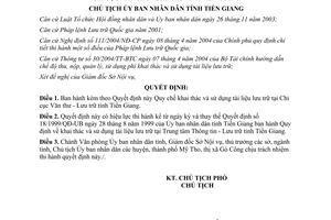 Quyết định 1844/QĐ-UBND khai thác sử dụng tài liệu lưu trữ tại chi cục văn thư