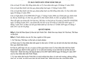 Quyết định 28/2011/QĐ-UBND giải thể Ban Quản lý khu du lịch Ninh Chữ - Bình Sơn