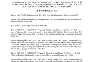 Quyết định 10/2011/QĐ-UBND diện tích tối thiểu được tách thửa