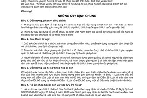 Thông tư 09/2011/TT-BVHTTDL nội dung hồ sơ khoa học để xếp hạng di tích