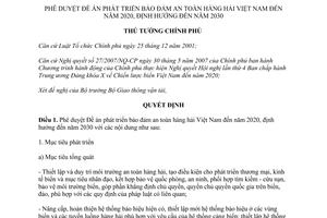 Quyết định 1166/QĐ-TTg  phê duyệt Đề án phát triển bảo đảm an toàn hàng hải