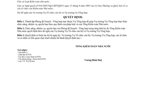 Quyết định 927/QĐ-KTNN năm 2011 về thành lập Phòng Kế hoạch - Tổng hợp trực thuộ