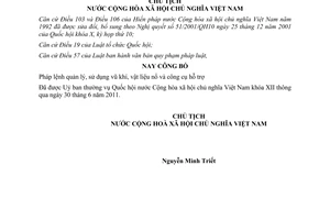 Lệnh 09/2011/L-CTN Pháp lệnh quản lý, sử dụng vũ khí, vật liệu nổ và công cụ