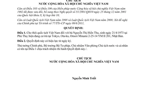 Quyết định 1092/QĐ-CTN  cho thôi quốc tịch Việt Nam