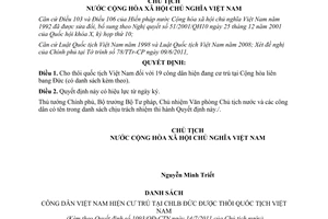 Quyết định 1093/QĐ-CTN thôi quốc tịch Việt Nam