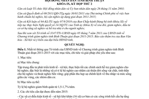 Nghị quyết 03/2011/NQ-HĐND Chương trình giảm nghèo tỉnh Bình Thuận giai đoạn