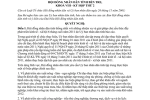 Nghị quyết 01/2011/NQ-HĐND thắng lợi nhiệm vụ phát triển kinh tế xã hội Bến Tre