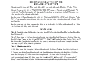 Nghị quyết 07/2011/NQ-HĐND mức chi đảm bảo hổ biến giáo dục pháp luật Bến Tre