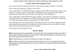 Quyết định 22/2011/QĐ-UBND hoạt động kiểm định, giám định và chứng nhận