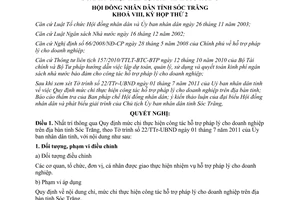 Nghị quyết 17/2011/NQ-HĐND mức chi công tác hỗ trợ pháp lý doanh nghiệp Sóc Trăng