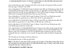 Thông tư 28/2011/TT-BGDĐT sửa đổi Quy chế tổ chức và hoạt động trường mầm non