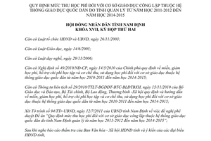 Nghị quyết 12/2011/NQ-HĐND mức thu học phí giáo dục công lập hệ thống giáo dục quốc dân Nam Định