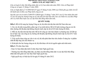 Nghị quyết 14/2011/NQ-HĐND bổ sung lực lượng Công an xã thị trấn trên địa bàn