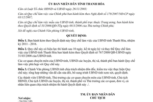 Quyết định 2292/2011/QĐ-UBND Quy chế làm việc Ủy ban nhân dân