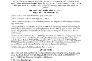 Nghị quyết 22/NQ-HĐND 2011 hỗ trợ học sinh bán trú học sinh nghèo Hà Giang