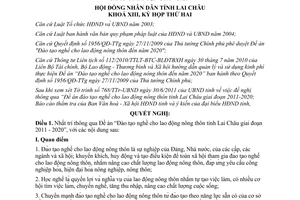 Nghị quyết 18/2011/NQ-HĐND Đào tạo nghề cho lao động nông thôn Lai Châu 2011 2020