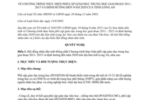Nghị quyết 16/2011/NQ-HĐND mức chi phổ cập giáo dục trung học 2011 2015 Long An