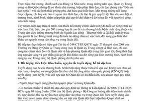 Chỉ thị 97/CT-BQP 2011 tuyển dụng giải quyết việc làm cho con đẻ của thương binh bệnh binh nặng