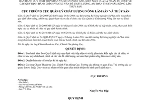 Quyết định 224/QĐ-QLCL  chất lượng, an toàn thực phẩm nông lâm sản và thủy sản