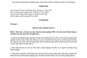 Nghị định 59/2011/NĐ-CP chuyển doanh nghiệp 100% vốn nhà nước