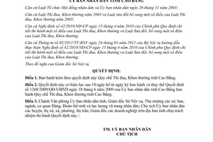 Quyết định 1579/2011/QĐ-UBND Quy chế Thi đua Khen thưởng tỉnh Cao Bằng