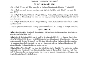 Quyết định 27/2011/QĐ-UBND Quy chế ban hành văn bản quy phạm pháp luật