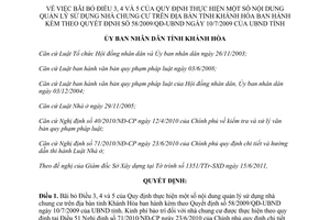 Quyết định 19/2011/QĐ-UBND quản lý sử dụng nhà chung cư