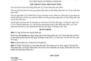 Quyết định 1652/QĐ-UBND năm 2011 danh mục văn bản hết hiệu lực tỉnh Sơn La