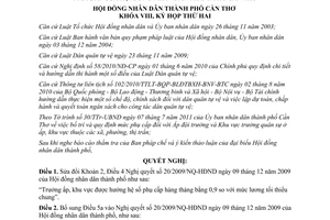 Nghị quyết 07/2011/NQ-HĐND Sửa đổi Nghị quyết 20/2009/NQ-HĐND Cần Thơ