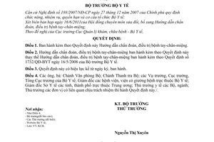 Quyết định 2554/QĐ-BYT hướng dẫn chẩn đoán, điều trị bệnh tay-chân-miện